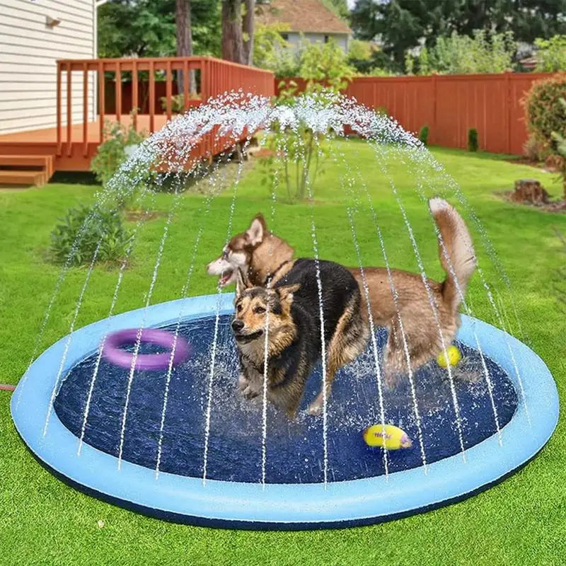 100/150 cm vasaras peldbaseins piepūšamais ūdens sprinklers spēlē Coaling paklājs āra interaktīvā strūklaka ar mājdzīvnieku suņu kazlēnu